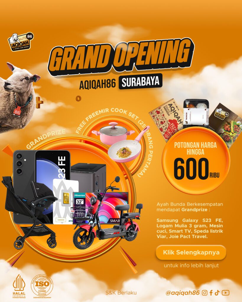Grand Opening AQIQAH86 Sidoarjo, diskon, promo